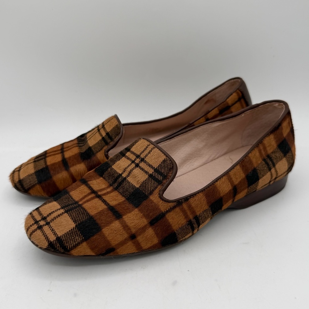 Antonio Melani Larrah Plaid Print Calf Hair Dress Loafers Size 5.5 M
